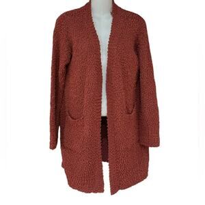 Listicle Womens Small Brick Red Popcorn Cardigan Sweater with Pockets